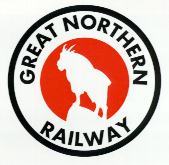 RAILWAY LOGO ON WHITE PEARL MARBLE GREAT NORTHERN RAILROAD 