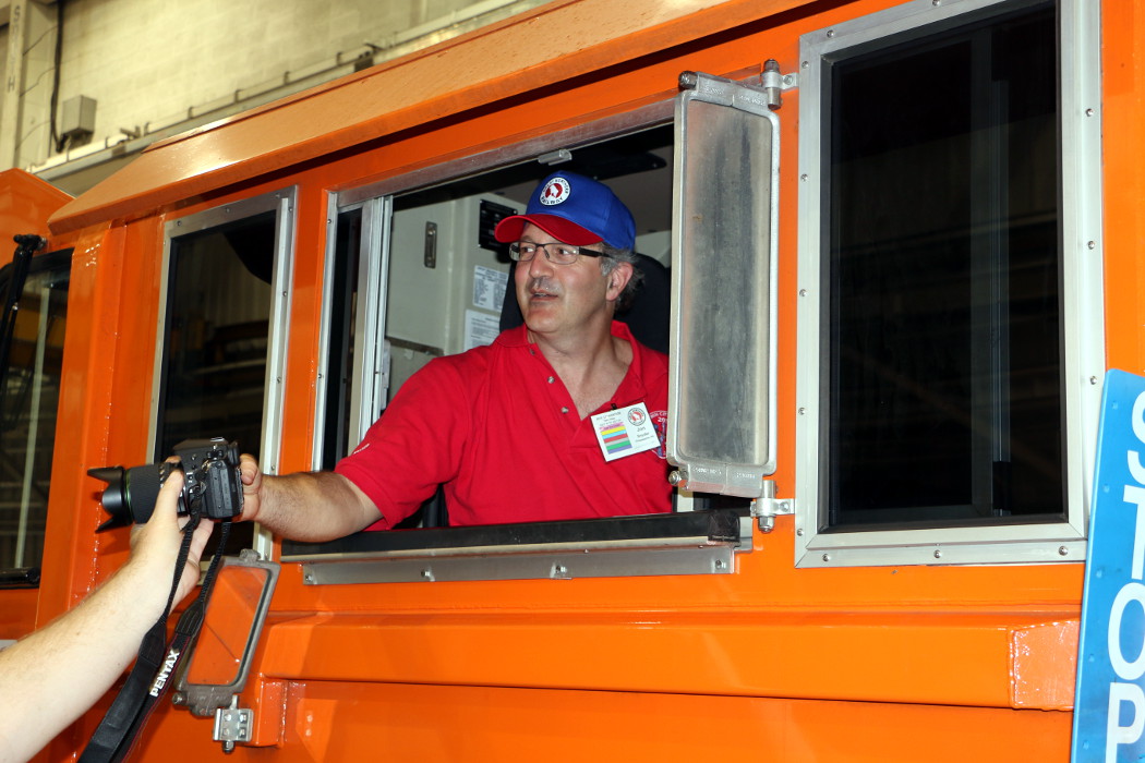 Getting one's picture taken in the cab at Northtown Diesel Shop