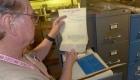 Examining an AFE file at the vast GNRHS Archives at Jackson Street Roundhouse